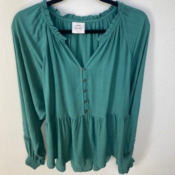 NWT Knox Rose Long Sleeve Button-Front Peasant Blouse Women's Plus Size XXL New - Picture 5 of 12